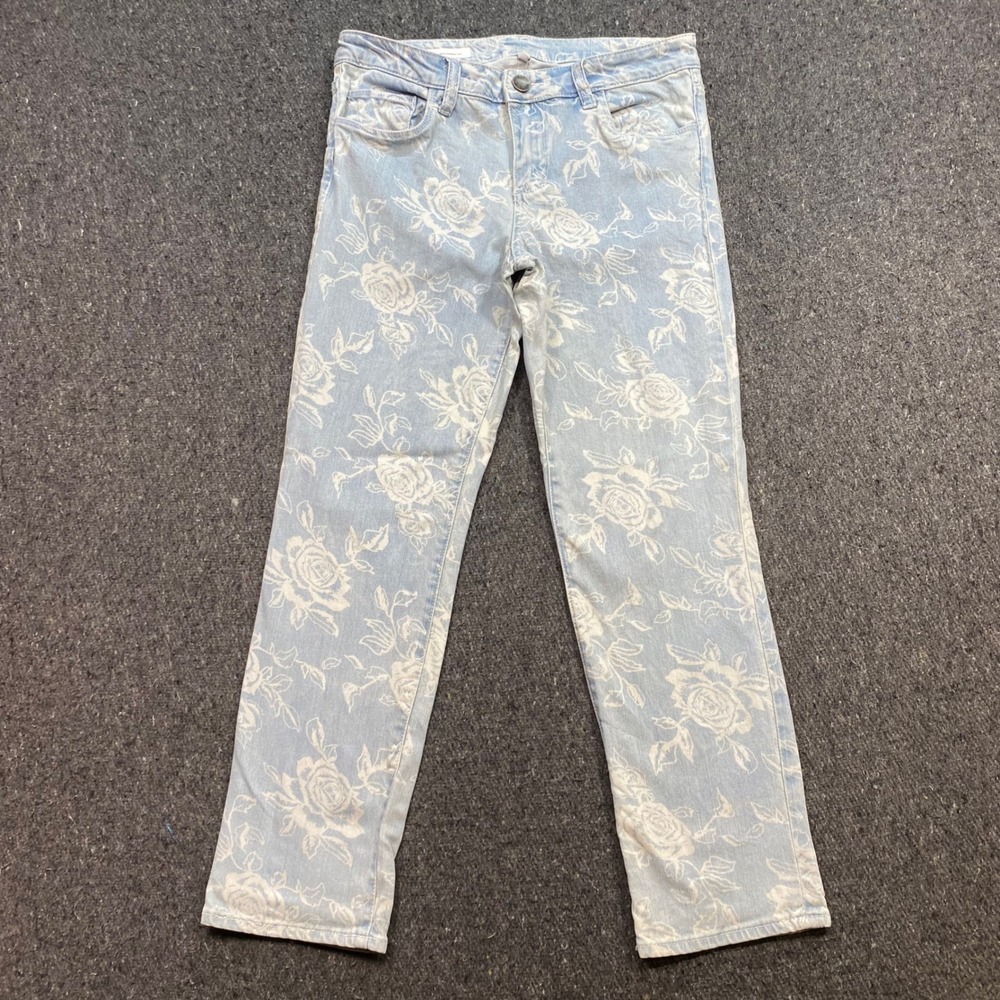 KUT from the Kloth Reese Jeans Sz 4 Womens Blue Floral Boho Straight Ankle Denim
